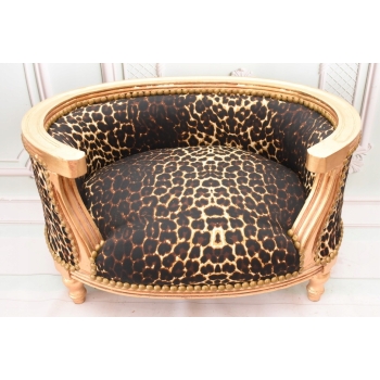 Sofa Kanapa - Pufa Legowisko Dla Psa Kota - Panterka - Barok - Drewno