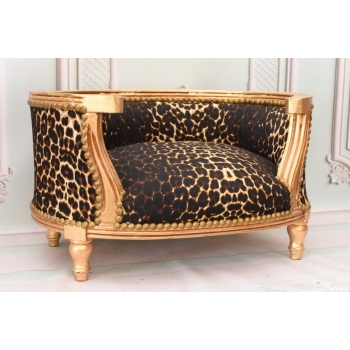 Sofa Kanapa - Pufa Legowisko Dla Psa Kota - Panterka - Barok - Drewno