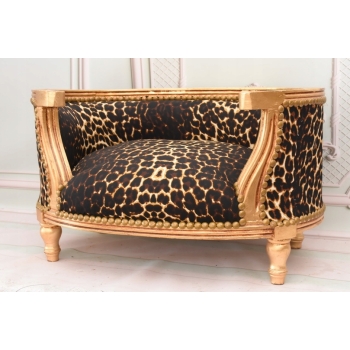 Sofa Kanapa - Pufa Legowisko Dla Psa Kota - Panterka - Barok - Drewno