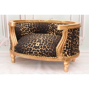 Sofa Kanapa - Pufa Legowisko Dla Psa Kota - Panterka - Barok - Drewno