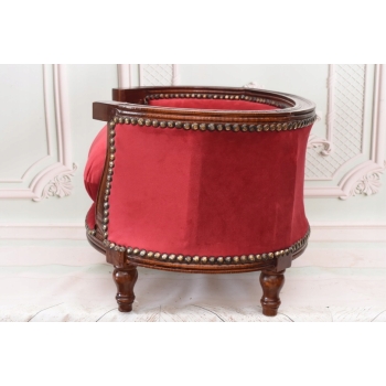 Sofa Kanapa - Pufa Legowisko Dla Psa Kota - Czerwona - Barok - Drewno