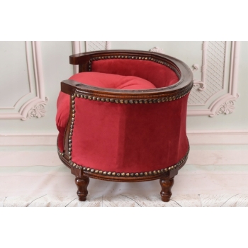 Sofa Kanapa - Pufa Legowisko Dla Psa Kota - Czerwona - Barok - Drewno