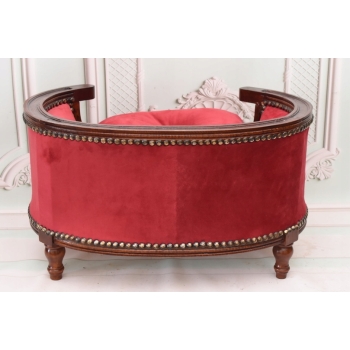 Sofa Kanapa - Pufa Legowisko Dla Psa Kota - Czerwona - Barok - Drewno