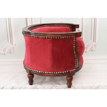 Sofa Kanapa - Pufa Legowisko Dla Psa Kota - Czerwona - Barok - Drewno