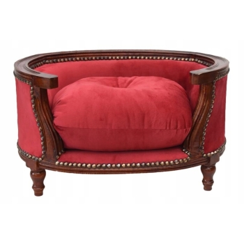 Sofa Kanapa - Pufa Legowisko Dla Psa Kota - Czerwona - Barok - Drewno