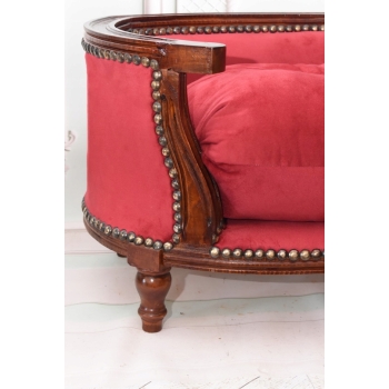 Sofa Kanapa - Pufa Legowisko Dla Psa Kota - Czerwona - Barok - Drewno