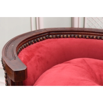 Sofa Kanapa - Pufa Legowisko Dla Psa Kota - Czerwona - Barok - Drewno