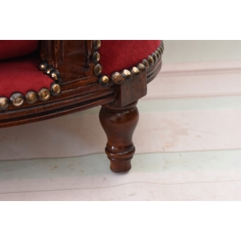 Sofa Kanapa - Pufa Legowisko Dla Psa Kota - Czerwona - Barok - Drewno