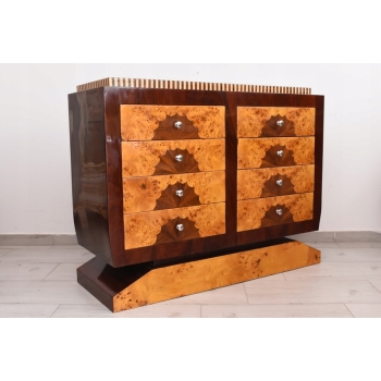 Drewniana Komoda Art Deco - 8 Szuflad - Regał Pomocnik - Szafka Unikat