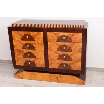 Drewniana Komoda Art Deco - 8 Szuflad - Regał Pomocnik - Szafka Unikat