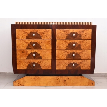 Drewniana Komoda Art Deco - 8 Szuflad - Regał Pomocnik - Szafka Unikat