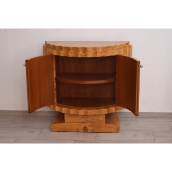 Drewniana Komoda Art Deco - Gięte Drewno - Regał Pomocnik - Szafka