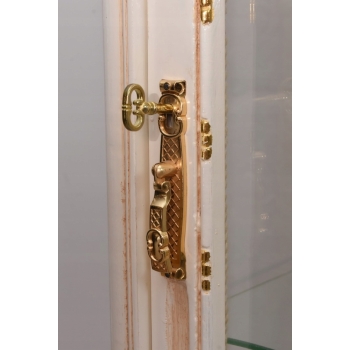 Witryna Francuska - Drewniana Gablota Serwantka - Creme - Złote Okucia