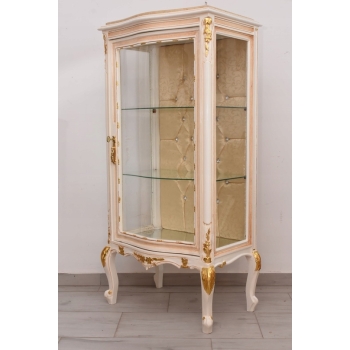Witryna Francuska - Drewniana Gablota Serwantka - Creme - Złote Okucia
