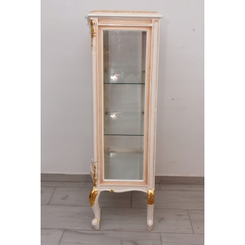 Witryna Francuska - Drewniana Gablota Serwantka - Creme - Złote Okucia