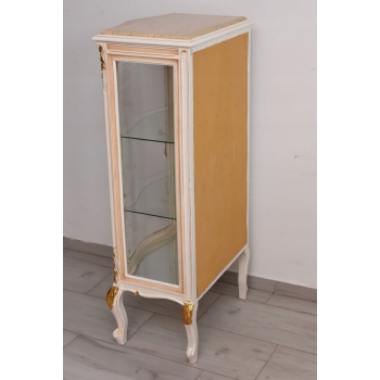 Witryna Francuska - Drewniana Gablota Serwantka - Creme - Złote Okucia