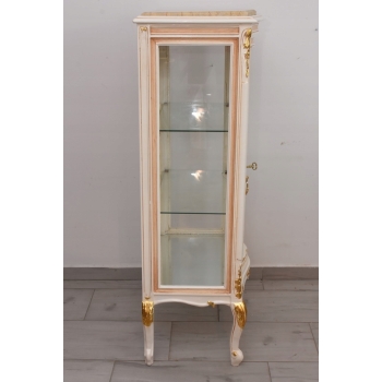 Witryna Francuska - Drewniana Gablota Serwantka - Creme - Złote Okucia