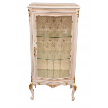 Witryna Francuska - Drewniana Gablota Serwantka - Creme - Złote Okucia