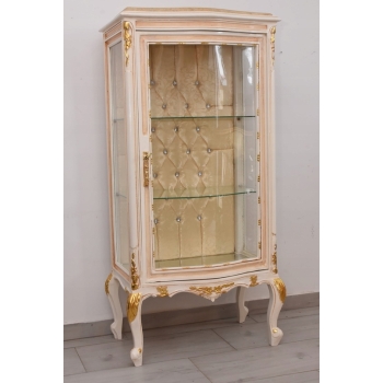 Witryna Francuska - Drewniana Gablota Serwantka - Creme - Złote Okucia