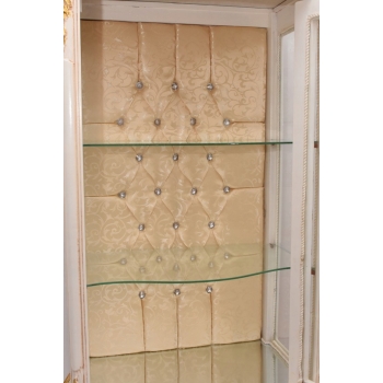 Witryna Francuska - Drewniana Gablota Serwantka - Creme - Złote Okucia