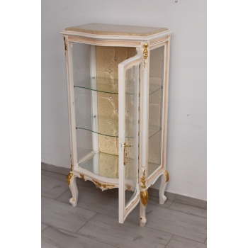 Witryna Francuska - Drewniana Gablota Serwantka - Creme - Złote Okucia