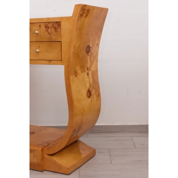 Drewniana Konsola Komoda Art Deco - Stół Stolik - Szuflady Gięte Drewno