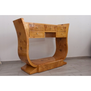 Drewniana Konsola Komoda Art Deco - Stół Stolik - Szuflady Gięte Drewno
