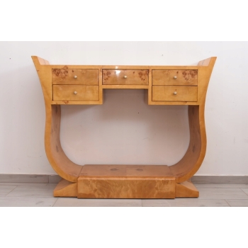 Drewniana Konsola Komoda Art Deco - Stół Stolik - Szuflady Gięte Drewno