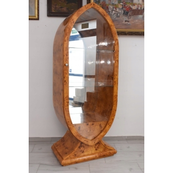 Owalna Witryna Art Deco - Gablotka Serwantka - Salon Gabinet - Gablota