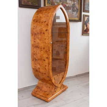 Owalna Witryna Art Deco - Gablotka Serwantka - Salon Gabinet - Gablota