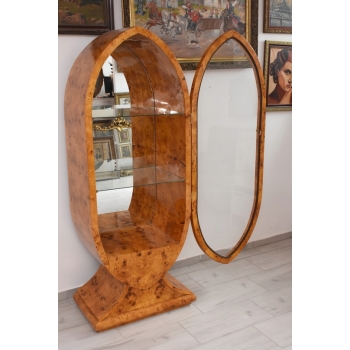 Owalna Witryna Art Deco - Gablotka Serwantka - Salon Gabinet - Gablota