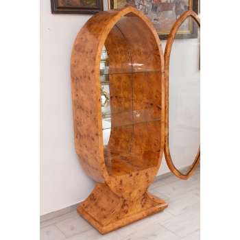 Owalna Witryna Art Deco - Gablotka Serwantka - Salon Gabinet - Gablota