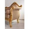Złota Pałacowa Sofa Kanapa - Leżanka Szezlong - Drewno Welur - Styl Barok