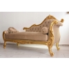 Złota Pałacowa Sofa Kanapa - Leżanka Szezlong - Drewno Welur - Styl Barok