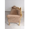 Złota Pałacowa Sofa Kanapa - Leżanka Szezlong - Drewno Welur - Styl Barok