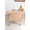 Złota Pałacowa Sofa Kanapa - Leżanka Szezlong - Drewno Welur - Styl Barok