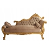 Złota Pałacowa Sofa Kanapa - Leżanka Szezlong - Drewno Welur - Styl Barok