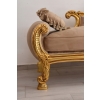 Złota Pałacowa Sofa Kanapa - Leżanka Szezlong - Drewno Welur - Styl Barok