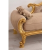 Złota Pałacowa Sofa Kanapa - Leżanka Szezlong - Drewno Welur - Styl Barok