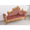 Czerwona Pałacowa Sofa Kanapa - Leżanka Szezlong - Drewno Welur Styl Barok