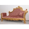 Czerwona Pałacowa Sofa Kanapa - Leżanka Szezlong - Drewno Welur Styl Barok