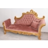 Czerwona Pałacowa Sofa Kanapa - Leżanka Szezlong - Drewno Welur Styl Barok