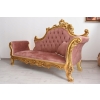 Czerwona Pałacowa Sofa Kanapa - Leżanka Szezlong - Drewno Welur Styl Barok