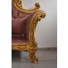 Czerwona Pałacowa Sofa Kanapa - Leżanka Szezlong - Drewno Welur Styl Barok