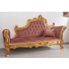 Czerwona Pałacowa Sofa Kanapa - Leżanka Szezlong - Drewno Welur Styl Barok