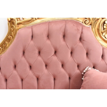 Czerwona Pałacowa Sofa Kanapa - Leżanka Szezlong - Drewno Welur Styl Barok