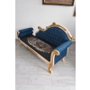 Niebieska Pałacowa Sofa Kanapa - Leżanka Szezlong - Styl Barok z Obrazkiem