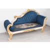 Niebieska Pałacowa Sofa Kanapa - Leżanka Szezlong - Styl Barok z Obrazkiem