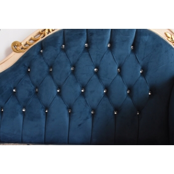 Niebieska Pałacowa Sofa Kanapa - Leżanka Szezlong - Styl Barok z Obrazkiem