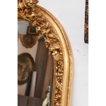 Lustro Długie Wąskie - Secesja Złote - 187 x 61 cm Kryształowe Drewniane
